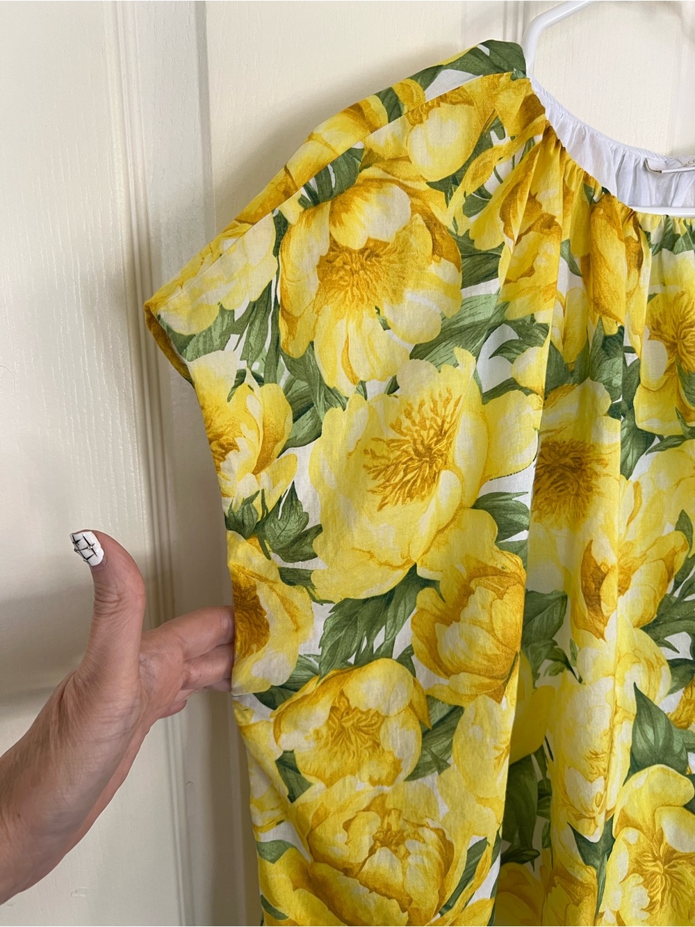 Carla Rockmore Collection Bubble Yellow Peony Floral Peasant Blouse Size Large - Picture 4 of 9